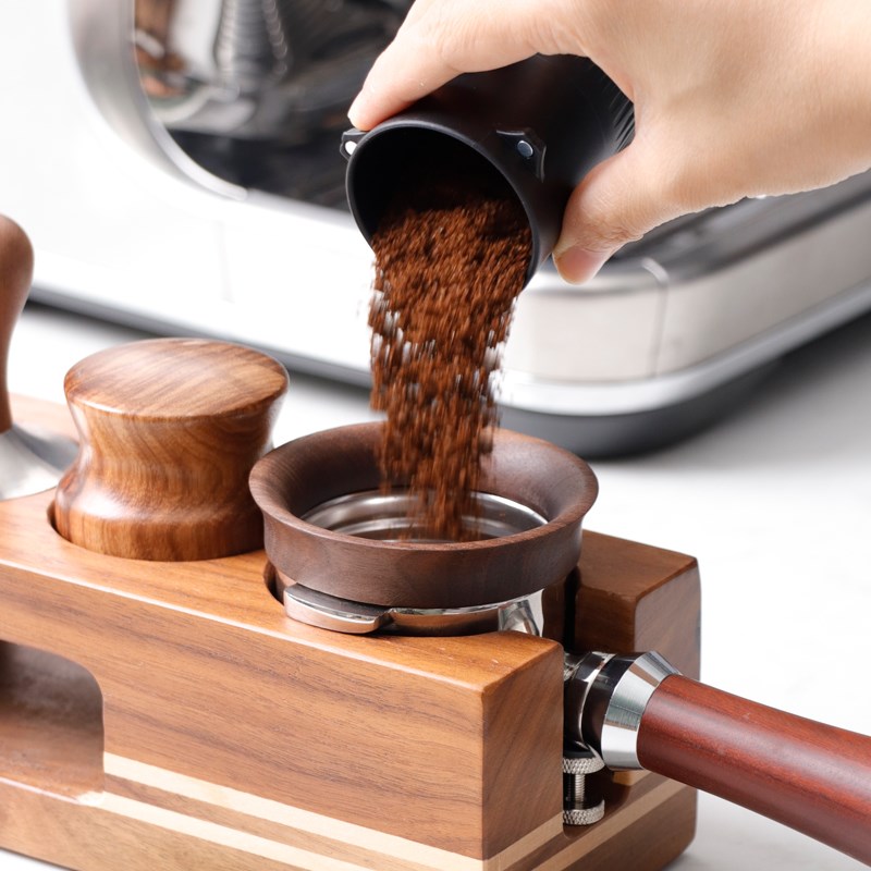 磨豆机接粉环58MM手柄胡桃木防飞粉圈拨粉环布粉器意式咖啡接粉环
