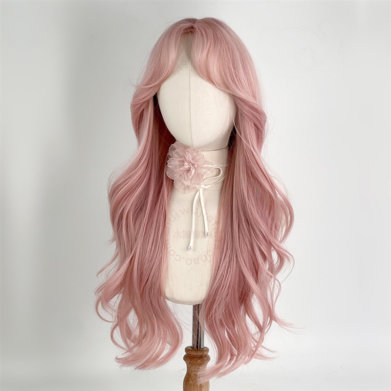 粉色假发doll感cos万用大波浪长卷发几字中分刘海全头套lolita毛