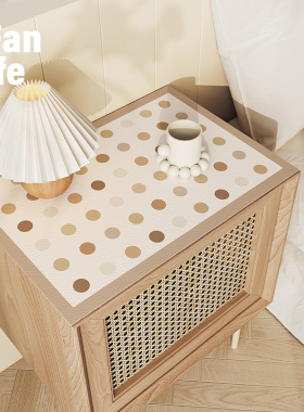 范店圆点奶油风床头柜垫盖布桌布PVC电脑桌防滑台布茶几布可裁剪