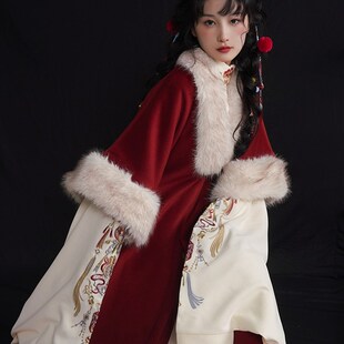 素毛绒宫灯元 芷蘅间 秋冬红色过年汉元 裘衣汉服 素 长日灯明