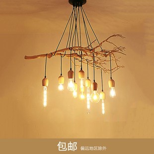 树枝树干装饰吊灯实木干枝餐厅墙面橱窗玄关客厅手工原木枯枝造景