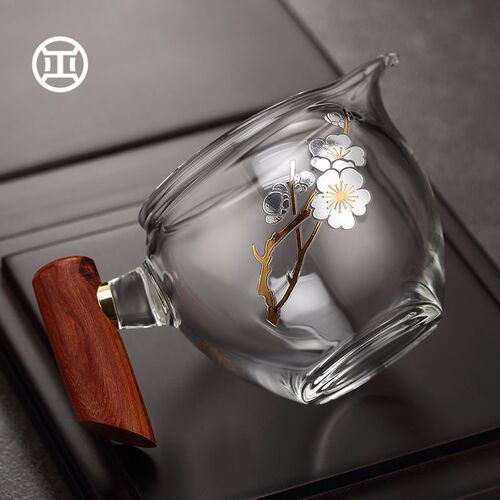 纯正木把玻璃公道杯加厚耐热公杯茶漏套装日式茶海分茶器茶具配件