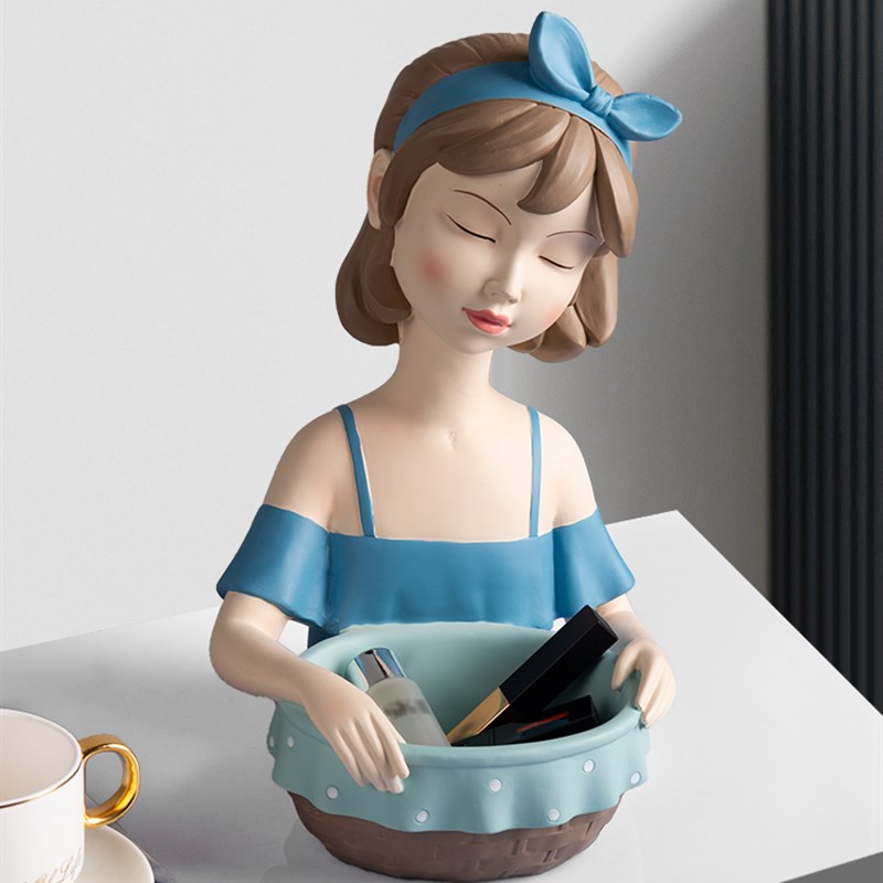 创意女孩桌面摆设客厅茶几家居装饰品女生日礼物玄关钥匙收纳摆件