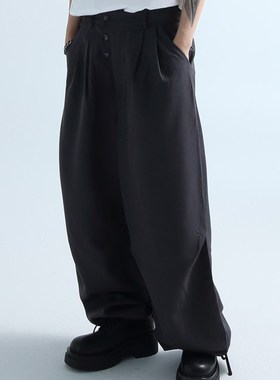 GRNL解构旋律 弧形压褶线廓形垂感直筒裤