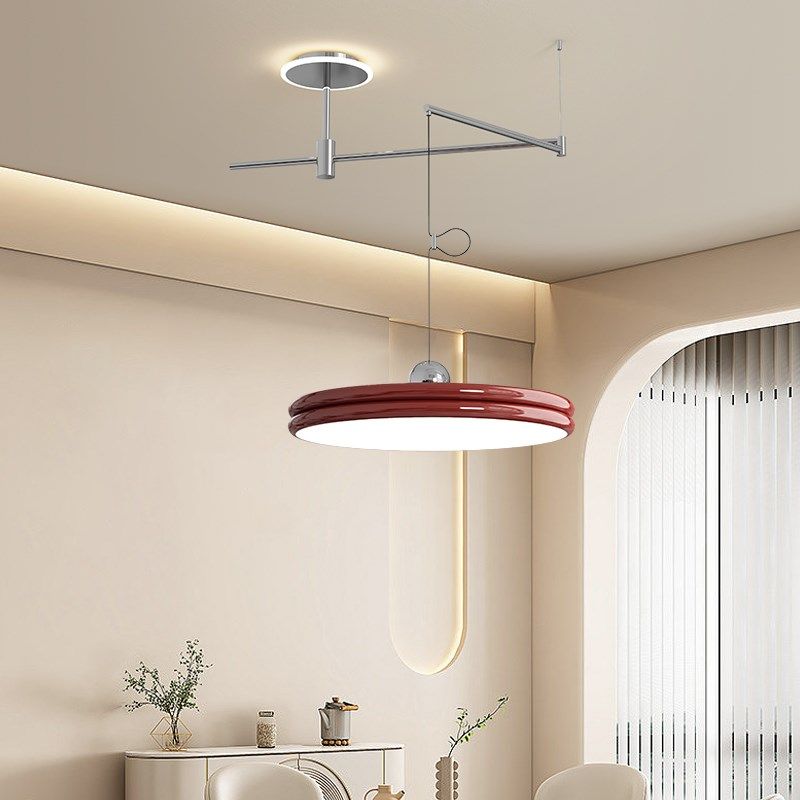 餐厅吊灯全光谱极简奶油风北欧摇臂圆盘飞碟创意个性餐桌吧台吊灯,家装灯饰光源,餐厅吊灯,淘宝优惠券,粉丝福利购,淘宝优惠卷