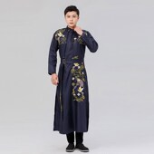 新款 大褂圆领袍相声服国学服 礼服长衫 男女婚礼汉服新郎伴郎装 中式