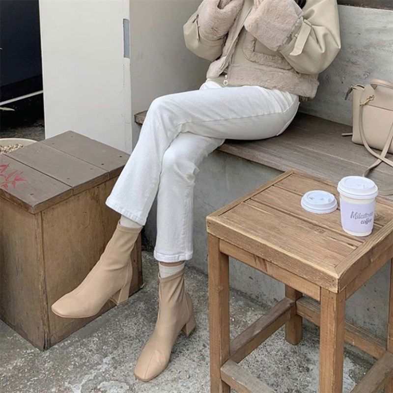 白色牛仔裤女夏春季2024新款小个子九分高腰直筒修身八分烟管裤子