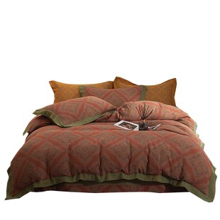 【红胜丹砂】A类母婴级双层纱大提花全棉床上四件套色织纱布纯棉