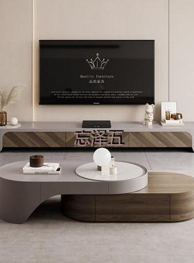 PCGS实木烤漆伸缩茶几电视柜组合创意茶几整装客厅现代简约家用小