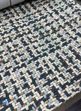 门幅142cm蓝色编织肌理抱枕布料样本房盖毯面料