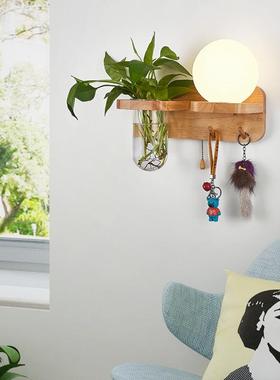 房间床头壁灯民宿创意室内木质LED客厅原木过道走廊阳台热销