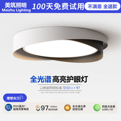 极物意式极简吸顶灯现代简约创意圆形儿童房间护眼灯书房卧室主灯