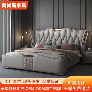 意式 轻奢皮艺床主卧1.8m软包储物真皮床家用双人床婚床单人1.5m床