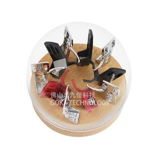 圆形亚克力实木唱头防尘盒黑胶唱机唱头盖展示架唱头支架收纳盒