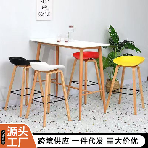 实木休闲吧椅小户型家用简约高脚凳前台收银员椅子酒吧奶茶店凳子