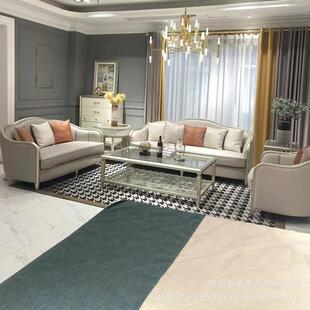 美式轻奢沙发组合套房别墅客厅法式简约高档实木皮艺沙发家具