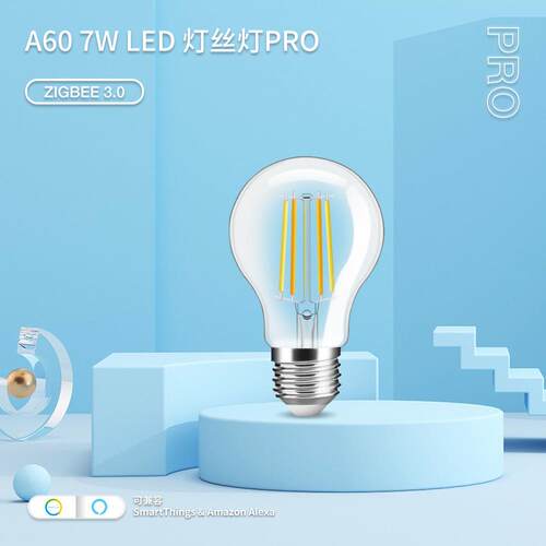 GLEDOPTOZigbee3.0智能灯丝灯LED玻璃复古7W可调光客厅灯A60