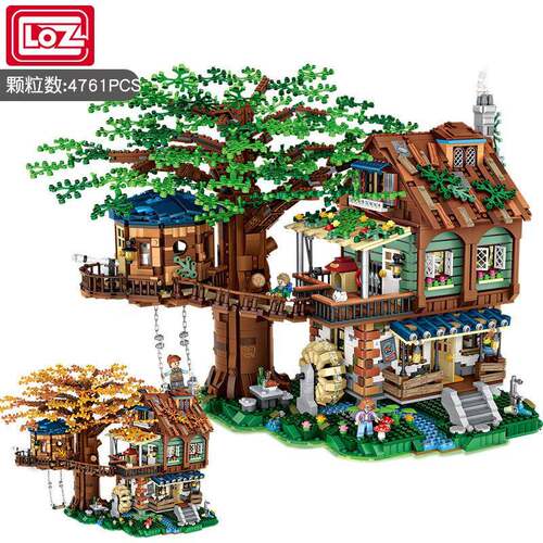LOZ新品树屋微小颗粒迷你积木拼装益智玩具1033场景模型成人拼图