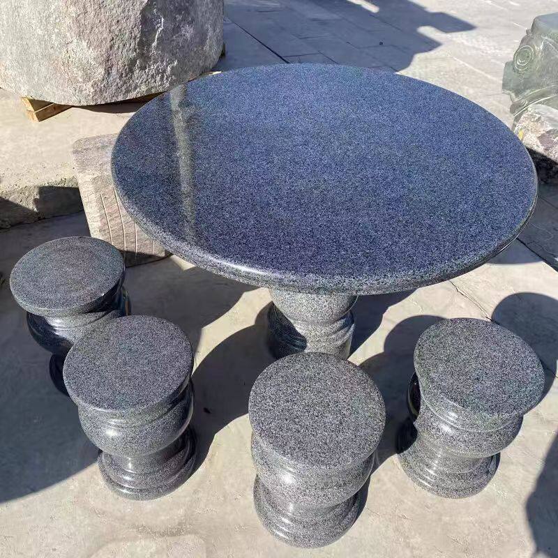批发石桌石凳公园休闲桌椅庭院天然花岗岩仿古中式户外圆桌石凳子