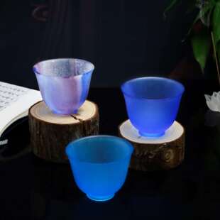 锋明古法琉璃粉烧薄胎品茗杯茶杯磨砂闻香杯客杯冰烧主人杯