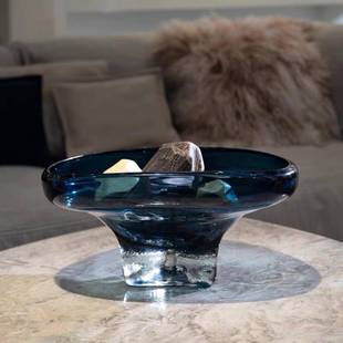 样板间装 饰水果盘玄关创意蓝色果盘售楼处饰品盒艺术品工艺品设计