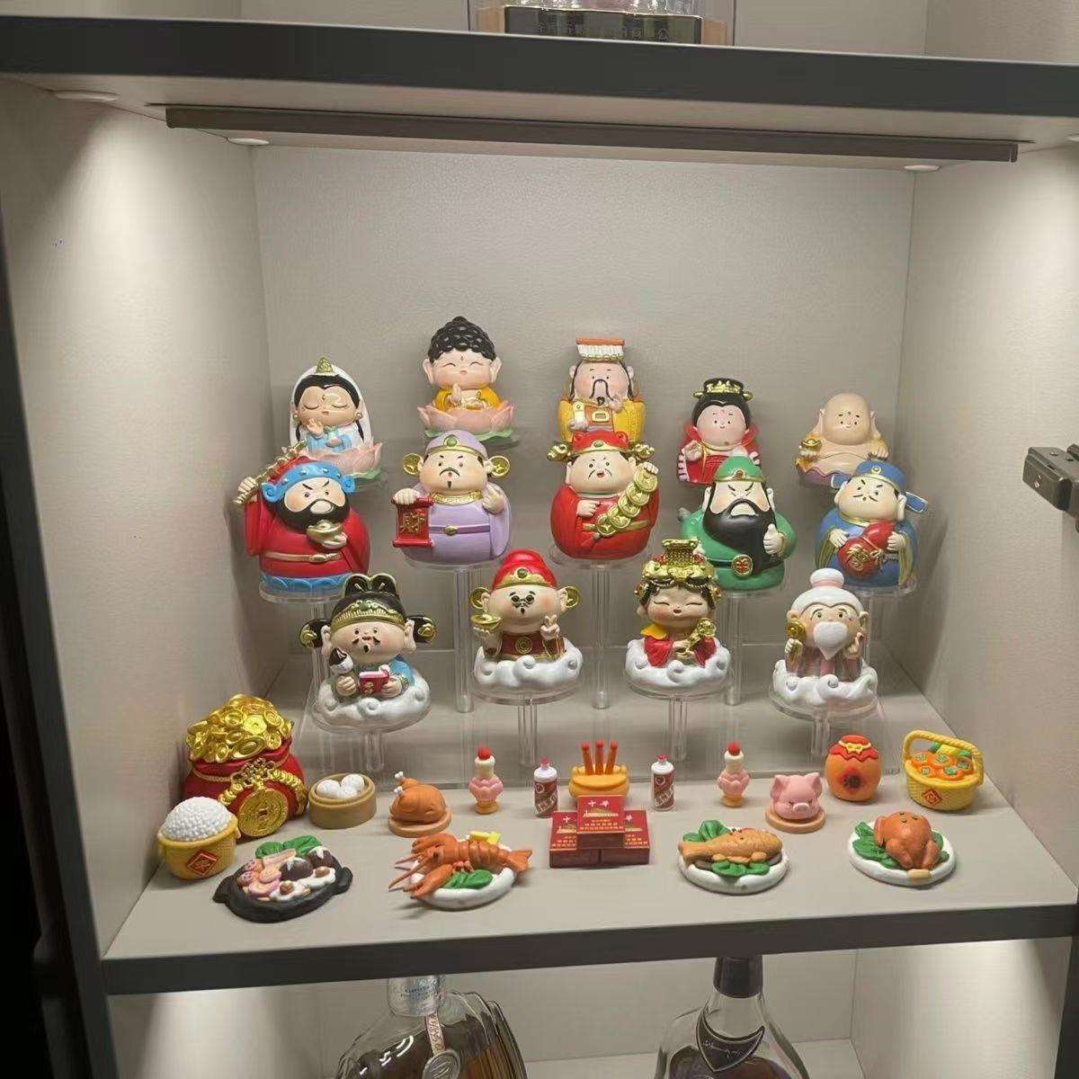 20件小神仙摆件五福一整套神仙展示架欢喜小神仙亚克力展架财神全