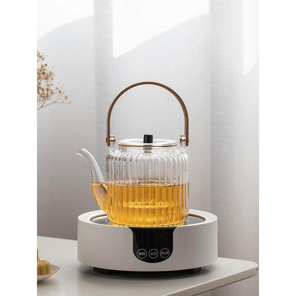 OF9D电陶炉煮茶壶白陶玻璃壶烧水茶器套装家用静音小型养生花壶