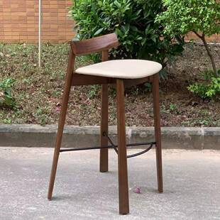 简约北欧现代实木吧椅高脚凳子设计师创意时尚酒吧椅岛台怀旧复古
