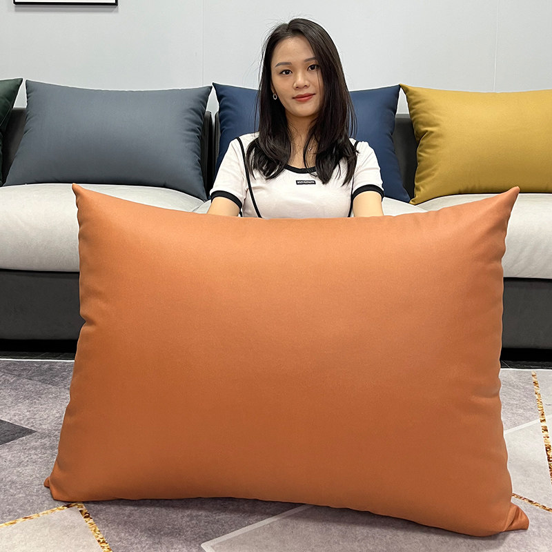 2022新款科技布抱枕客厅皮沙发大靠背垫靠枕罩套橘色长腰枕不含芯