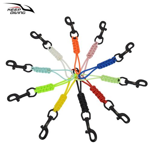 手工编织绳单头挂钩316不锈钢潜水BCD装备防丢绳水下夜光安全绳扣