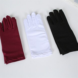 雪尔手套男女士礼仪开车表演春夏防晒阅兵珠宝高弹力黑红白色薄款