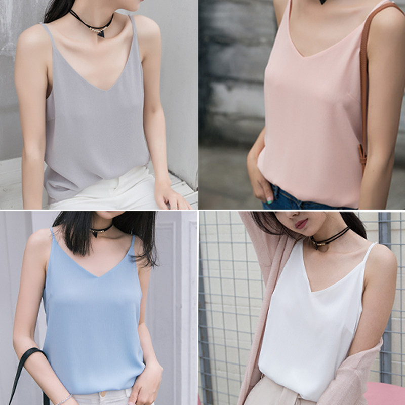 双层v领吊带雪纺背心外穿宽松内搭无袖打底小衫百搭上衣女夏,女装/女士精品,背心吊带,淘宝优惠券,粉丝福利购,淘宝优惠卷