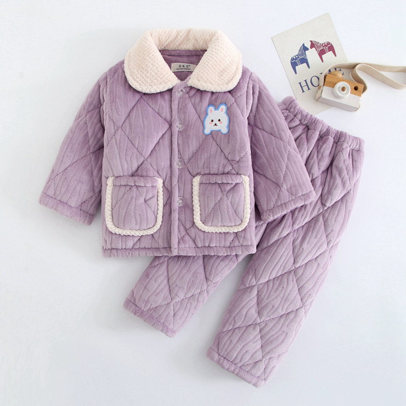 冬季儿童睡衣加厚法兰绒家居服套装男童小女孩三层夹棉加绒珊瑚绒,童装/婴儿装/亲子装,家居服套装,淘宝优惠券,粉丝福利购,淘宝优惠卷