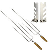 不锈钢烤羊腿烤羊排支架烤羊腿叉子烤羊排木柄钢钎烧烤用炉子支架