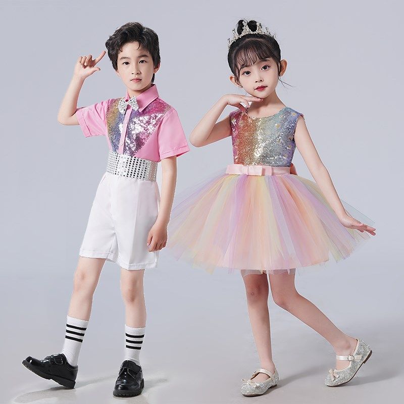 六一儿童节合唱演出服小学生女童彩色亮片舞蹈蓬蓬裙幼儿园表演服,童装/婴儿装/亲子装,儿童演出服,淘宝优惠券,粉丝福利购,淘宝优惠卷