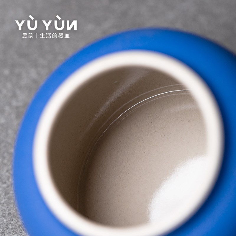 昱韵茶叶罐小号咖啡密封罐陶瓷茶叶盒储存罐迷你克莱因蓝普洱茶罐