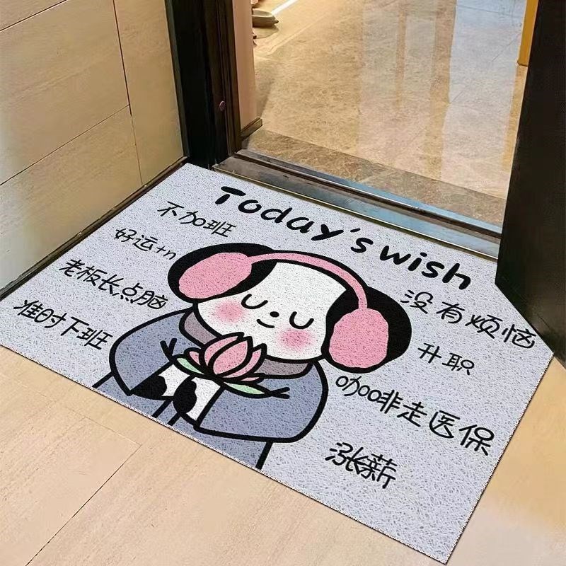 卡通搞笑狗狗入户地垫进门家用丝圈PVC地垫地毯门厅除尘耐磨防滑