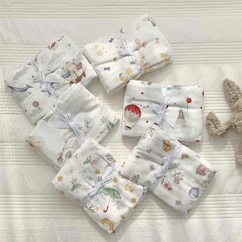 a类母婴卡通竹纤维儿童被套单件120*150*200双层纱单人幼儿园被罩