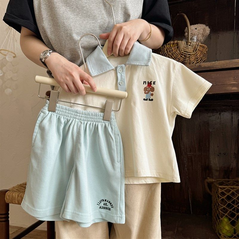 儿童短袖套装男童夏季小童短裤两件套透气潮宝宝卡通POLO衫女薄款,童装/婴儿装/亲子装,儿童POLO衫,淘宝优惠券,粉丝福利购,淘宝优惠卷