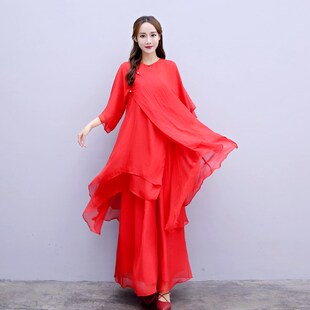 仙气禅服禅舞服装女套装禅意中道禅舞练功服中国风女装超仙连衣裙