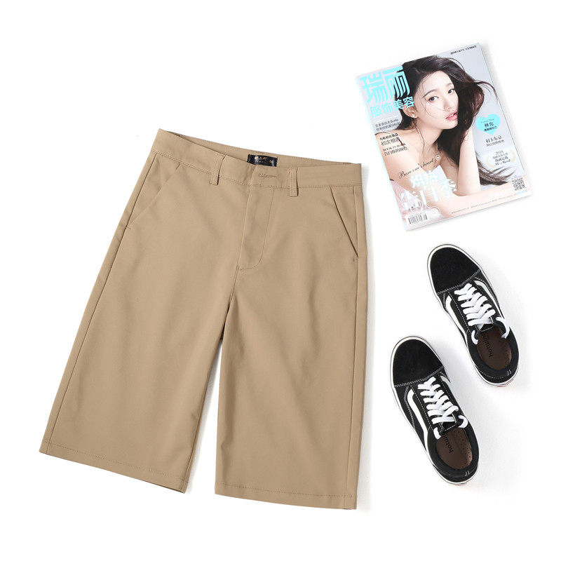 2020夏季时尚百搭新款休闲高腰大码6分女裤 宽松直筒弹力短裤女薄