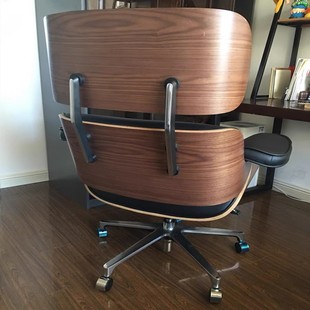 北欧伊姆斯实木电脑椅商务大班椅子会议椅舒适高背家用真皮办公椅
