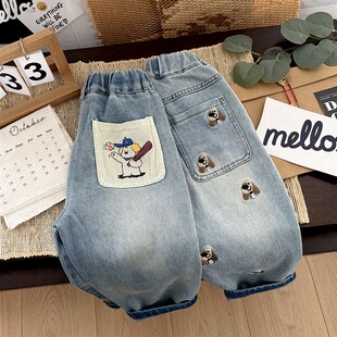 男童宽松软牛仔裤春季新款儿童洋气春天长裤子女宝宝春秋直筒裤子