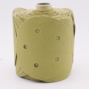 厂家现货背胶卷黄孔砂连片6圆形干磨黄砂纸打磨抛光150mm*10自研