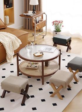 现货新鞋换凳凳办公室垫脚新中式家用门口换71637鞋小款矮凳软包