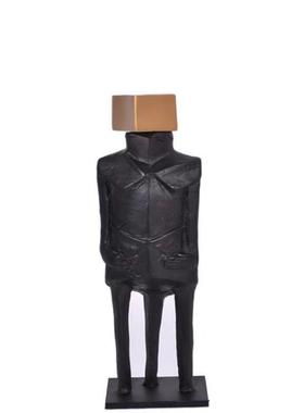 代简2205约式黑色铸铁抽象人现样物摆件雕塑板房售楼处软装饰欧品