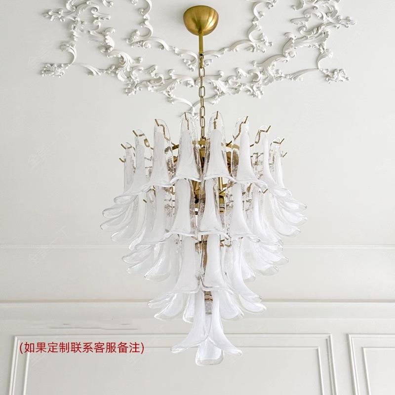 法式复古玻璃吊灯奢复轻473式楼梯灯美式主客厅吊灯玻璃房间卧室