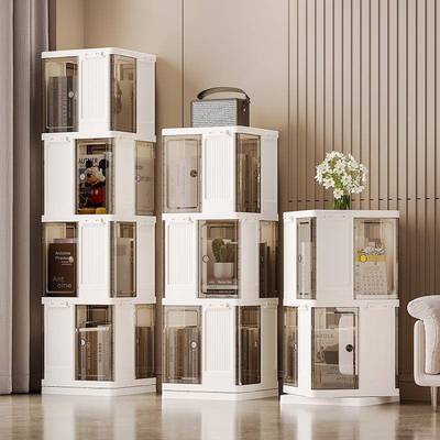 简约多层转书箱3度60落地零食置用物架家924收纳柜子书柜旋免安装