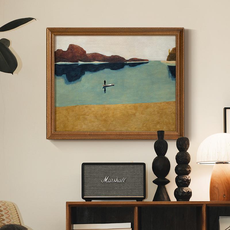 风法式复古风景人物al202507案小众现实木装饰画代中古玄图关挂画