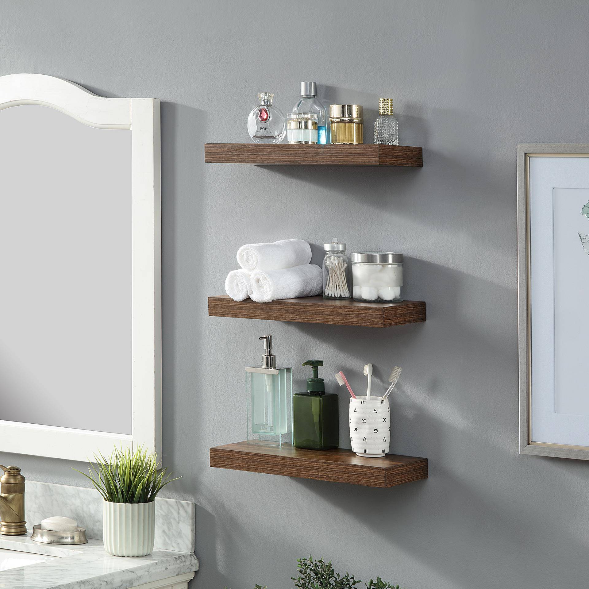 墙上置架架01木板面壁挂式书架板客物厅餐厅卧室墙悬空托承重隔板